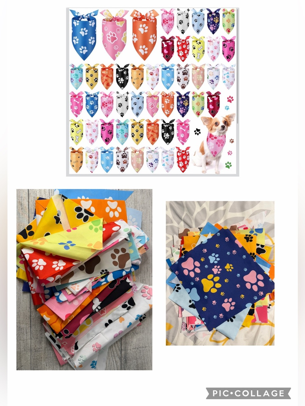 25 Pack of Paw Print Dog Bandanas Cute Footprint